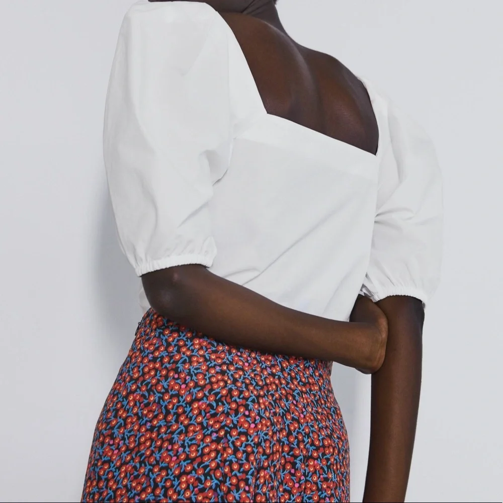 Zara White Shirt with Puff Full Sleeve sz Large